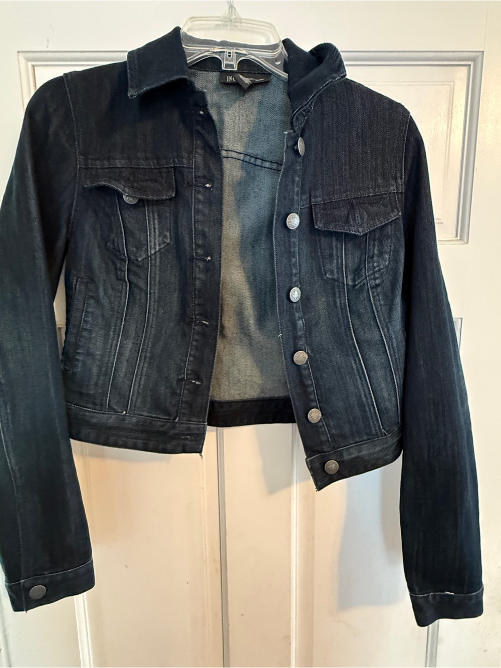 INC International Concepts Washed Dark Blue Denim Jacket,XS